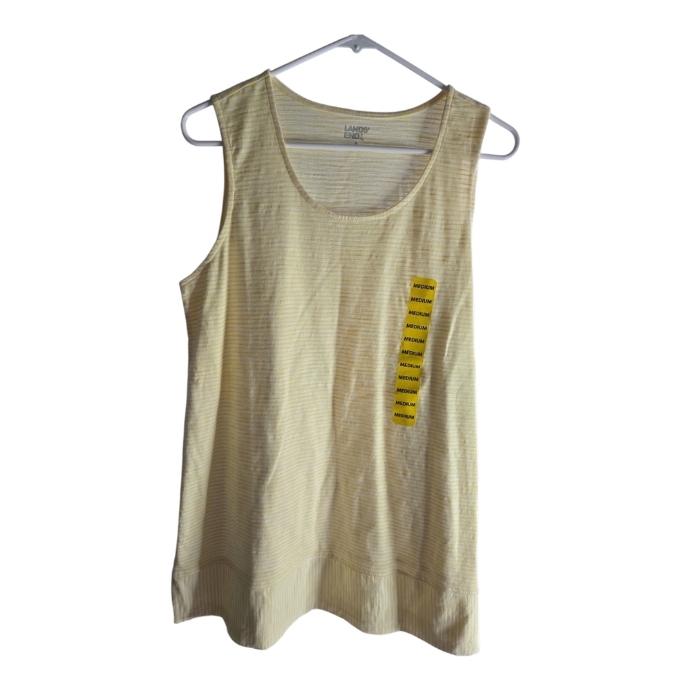 Lands End Yellow Striped Sleeveless Top